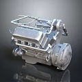 Metallic Silver Engine Mechanical Equipment With Intricate Pipes And Metal Parts