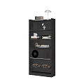 Modern Entryway Console Cabinet With Storage Shelves Table Lamp Decorative Items And Magazines