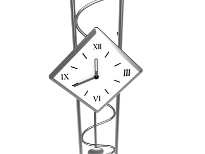 Diamond Shaped Decorative Clock With Roman Numerals And Spiral Metal Stand 3d model