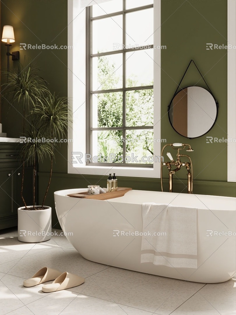 Vintage Toilet Bathroom Bathtub 3d model