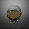 White Astronaut Helmet With Gold Visor Reflective Surface And Shiny Design