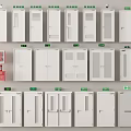 Fire Safety Equipment Collection With White Fire Doors Red Hydrant Cabinet And Green Signs