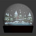 Decorative Snow Globe with Green Pine Trees Small House Snowy Ground and Falling Snowflakes
