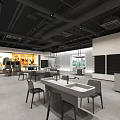 Modern Exhibition Space Interior With Geometric Display Stands Wooden Wall Panels And Industrial Ceiling