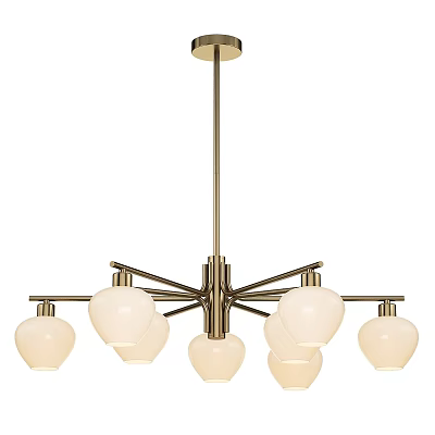 Elegant Modern Chandelier with White Spherical Lampshades and Metal Frame Design 3d model