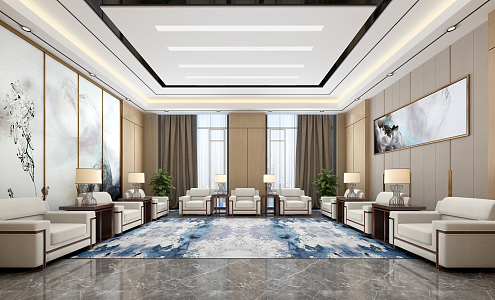 New Chinese Reception Room VIP Reception Room 3d model