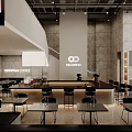 Modern Cafe Interior With Bar Counter Tables Chairs And Minimalist Design Elements