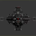 Futuristic Sci-Fi Large Spaceship Featuring Streamlined Gray Design Red Details Weapon Systems And Thrusters 3d model