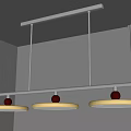 Modern Ceiling Mounted Pendant Light With Three White Shades And Red Accents