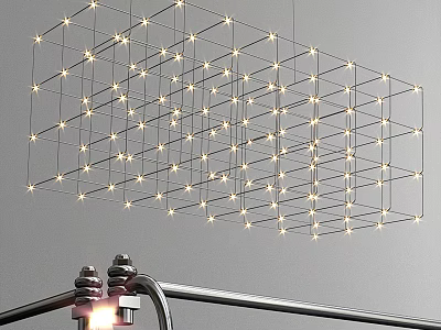 Modern Grid Structure Chandelier With Small Lights And Metal Frame For Indoor Spaces 3d model
