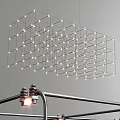 Modern Grid Structure Chandelier With Small Lights And Metal Frame For Indoor Spaces