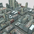 Aerial View of Urban Cityscape With High Rise and Low Rise Buildings