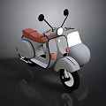 Vintage Gray Scooter with Red Seat Windshield and Side Mirrors Classic Design