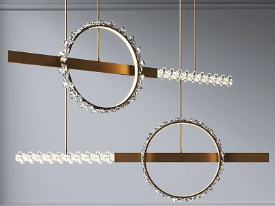 Modern Round Crystal Chandelier Featuring Gold Frame And Hanging Crystals 3d model