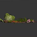 Fresh Food Ingredients Cabbage Carrots Green Vegetables With Wooden Bowls Cutting Board And Knife