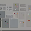 Industrial Electrical Control Panels And Distribution Boxes With Switches Indicator Lights Warning Signs