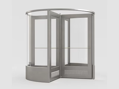 Modern Circular Revolving Door With Glass Panels And Metal Frame 3d model
