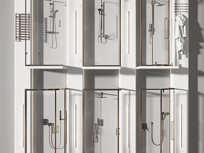 Modern Shower Sauna Design With Glass Enclosure And Metal Fixtures 3d model