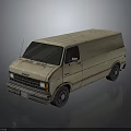 Beige Vintage Van with Classic Body Design Black Windows Steel Wheels on Dark Reflective Surface
