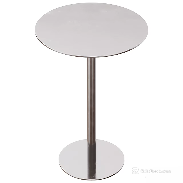 Round Modern Dining Table With Sleek Metal Leg And Circular Base Design 3d model 
