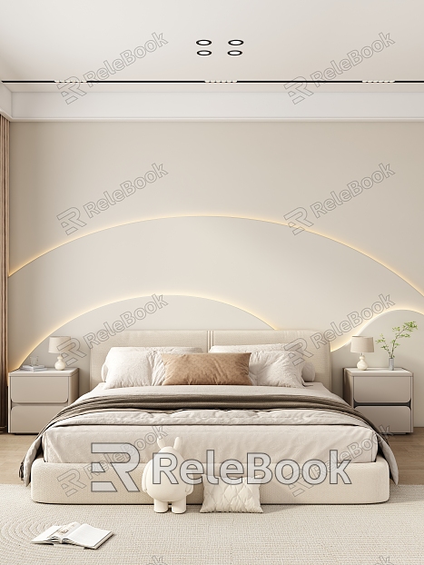 Cream wind bedroom bedding model