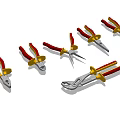 Assorted Hardware Tools Set With Red Yellow Handles Including Pliers And Wrench 3d model