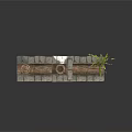 Modern Outdoor Brick Structure With Water Faucet And Small Decorative Plant