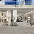 Modern Clothing Store Interior With Mannequins Plants And Display Shelves