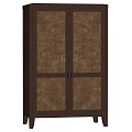 Dark Wood Decorative Cabinet With Textured Door Panels And Classic Design