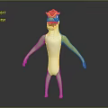 Shark Head Game Movie Character With Cowboy Hat Green Yellow Arms Legs White Body