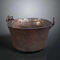 Vintage Copper Household Basin With Weathered Finish Rustic Design And Handles