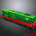 Indian Railways Green Red Locomotive Model With Yellow Railings And Detailed Design