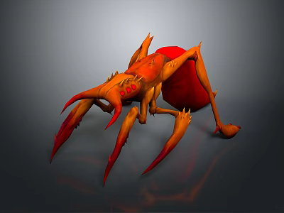 Red Orange Insectoid Creature Character With Multiple Legs Large Pincers And Sharp Claws 3d model
