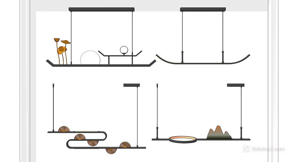 Unique Modern Chandelier Designs Featuring Curved Lines Mountain Shapes And Circular Elements 3d model