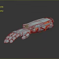 Futuristic Sci Fi Game Movie Character With Light Blue And Orange Mechanical Arm Design