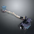Industrial Equipment System With Connected Components Blue Top And Complex Base Unit