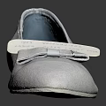 Elegant Light Gray Suede Flat Shoes With White Bow Detail For Women's Daily Wear