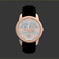 Fashionable Rose Gold Watch With Black Leather Strap And White Dial Design