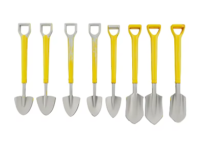 Durable Hardware Tools Set of Shovels with Yellow Handles and Silver Blades 3d model