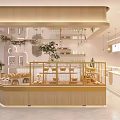 Cozy Dessert Shop Interior With Wooden Decor Glass Display Cases And Fresh Pastries