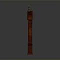 Ornate Classic Wooden Grandfather Clock With Decorative Top Figures And Pendulum
