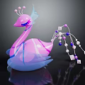 Vibrant Peacock Shaped Doll in Pink and Blue with Decorative Tail Cubes and Beads