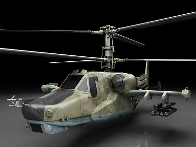 Advanced Camouflage Military Helicopter With Twin Rotor System And Weapon Mounts 3d model