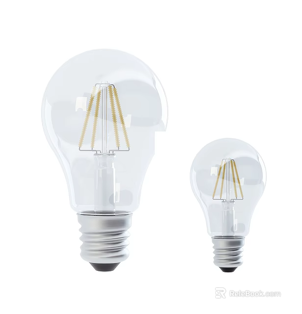 Clear Glass Light Bulbs With Filament Design In Two Different Sizes 3d model 