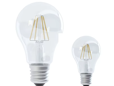 Clear Glass Light Bulbs With Filament Design In Two Different Sizes 3d model