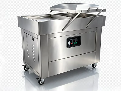 Commercial Kitchen Stainless Steel Vacuum Packaging Machine With Control Panel And Wheels 3d model