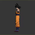 Goku Character in Orange Outfit With Black Hair and Arms Outstretched Standing Pose