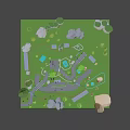 Game Character Exploring 3D Cartoon Scene With Roads Trees And Vehicles