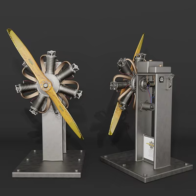 Industrial Equipment With Yellow Propellers Metal Structure And Mechanical Components On Base 3d model
