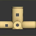 Shiny Golden Multi Cylindrical Mobile Digital Component With Smooth Connected Structure 3d model